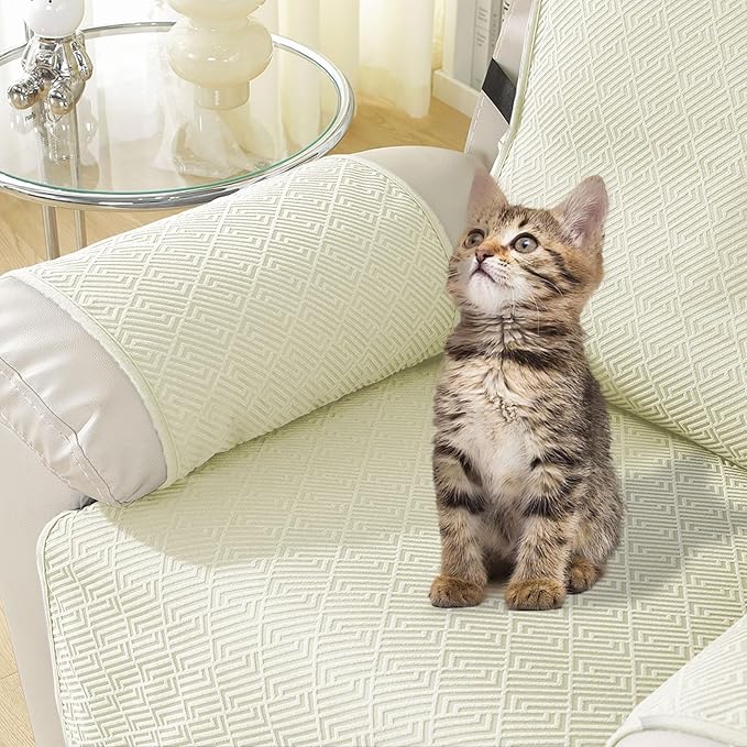 Easehomey Waterproof Large Recliner Chair Cover, Non-Slip Recliner Cover with Two Pockets Elastic Band Slip Covers for Recliners with Arms Washable Reclining Chair Cover for Kids,Pets (Beige, 28")