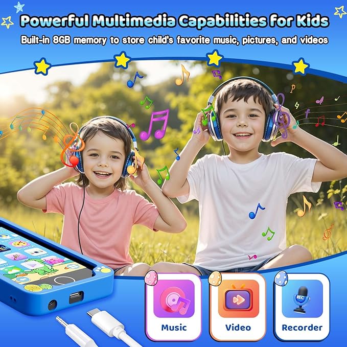 Kids Smart Phone for Boys, 4.0" Touchscreen Learning Music Puzzle-Games Toddler Phone for Kids Ages 3-9, Dual Camera,Built-in 8G SD Card Kids Phone Toy, Gifts for Kids Cell Phone Toy, Light Blue