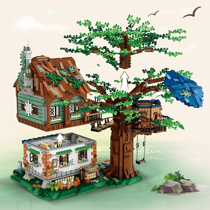 Idea Tree House Bricks Model Toys Set, Forest House Building Blocks Street View Sets, for Adults Ages 14+ Tree House Display 4761 PCS(Not Compatible with Lego Set )