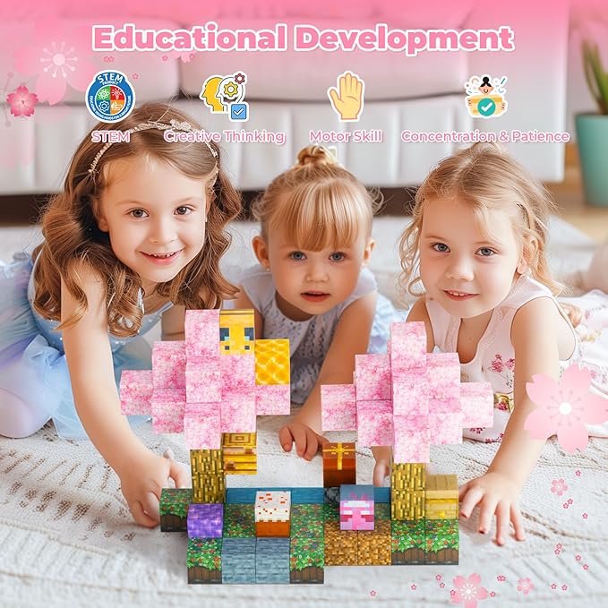 80Pcs Magnetic Blocks Craft World Set, Magnetic Blocks Le Building go Toys for Kids,STEM Sensory Toys for Toddlers Kids Christmas Birthday Gifts for 3+ Years Old Girls Boys