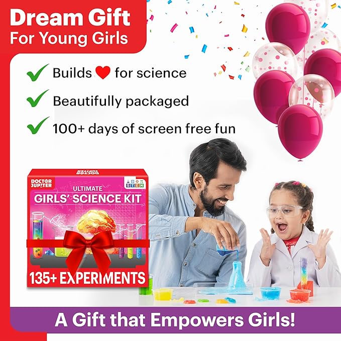 Doctor Jupiter Girls Science Kit for Kids Ages 8-10-12-14 | Christmas, Birthday Gift Ideas for 8,9,10,11,12 Year Old Girls| 6-8 Experiments of Different Sciences| STEM Learning & Educational Toys
