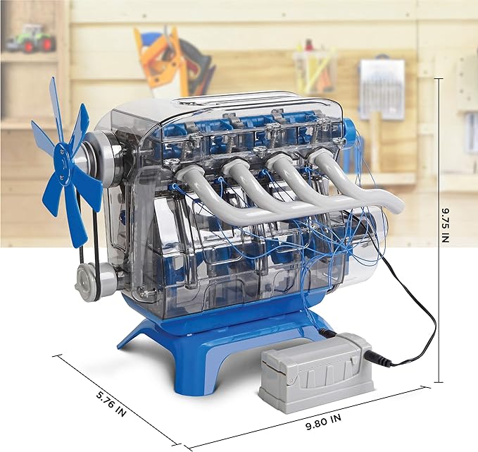 Discovery #MINDBLOWN Model Engine Building Kit, DIY 4-Cylinder Combustion Engine, Working Pistons Fan Valves Belts LED Lights, STEM Mechanic Engineering Construction Experiment Set, Kids & Adults Gift