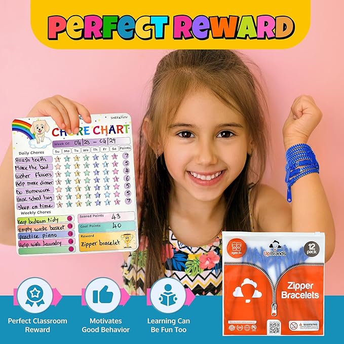 UpBrands 12-Pack Blue 7-Inch Zipper Bracelets – Ocean-Inspired Fidget Party Favors for World Oceans Day, Bulk Sensory Toys, and Peaceful Accessories for Kids