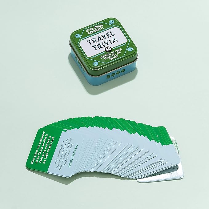 Chronicle Books After Dinner Amusements: Travel Trivia: 50 Questions on World Geography and Culture (Family Friendly Trivia Card Game, Portable Camping and Holiday Games)