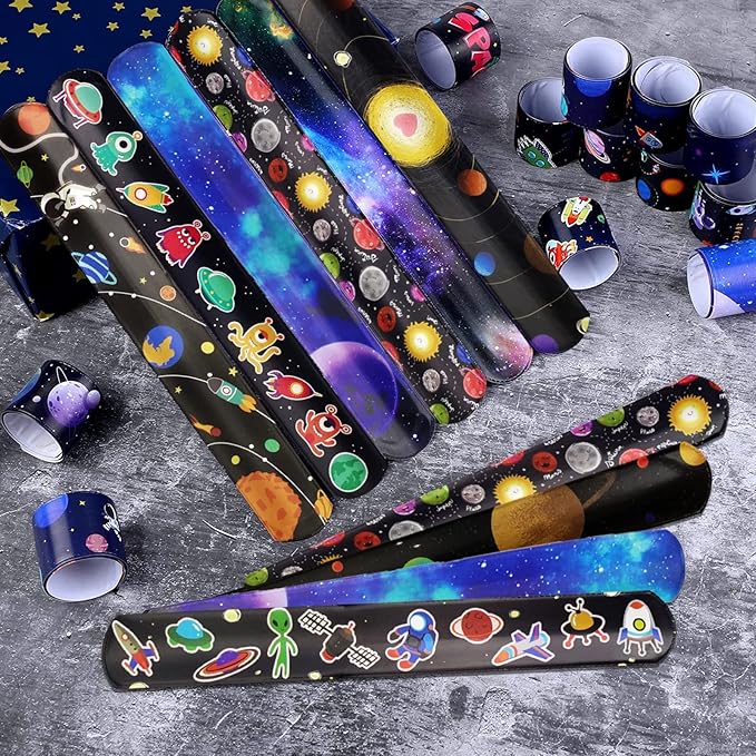 Viicoor 30PCS Space Slap Bracelets Snap Bracelet Wrisrtband for Party Favors Basket Bag Filler School Prizes Gifts Party Favors Bulk