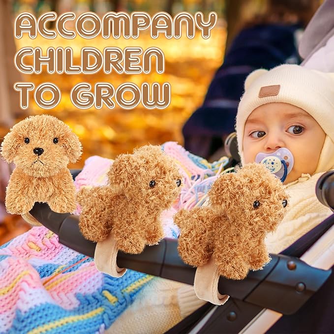 Ceenna 16 Pcs Valentine's Day Puppy Stuffed Animal Slap Bracelets Cute Puppy Slap Bracelets 8.66 Inch Adorable Puppy Slap Wrist Bracelets Bulk for Birthday Party Gifts Favors Goodie Bag Fillers