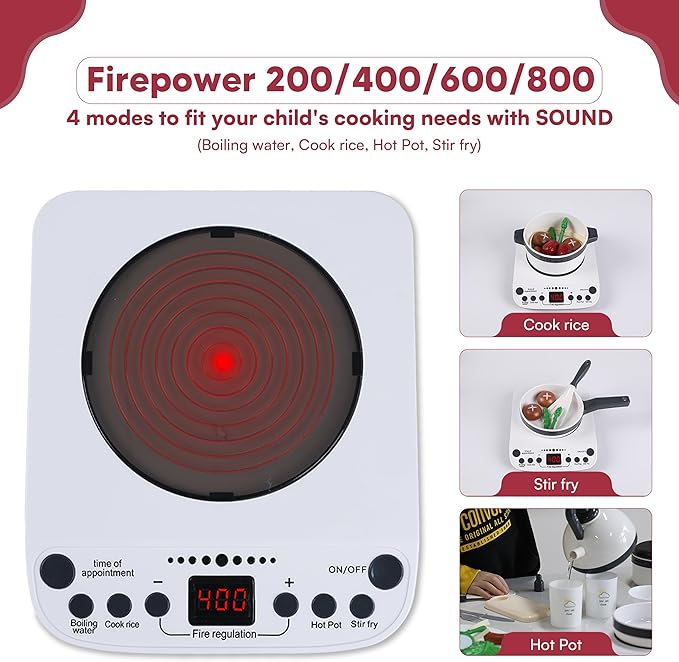 Kids Kitchen Playset - Realistic Steaming Pan, Pretend Stove Toy Set with Play Kitchen Accessories - With Fruits, Vegetables, Kettle, Frying Pan, Cook Pot, Pressure Cooker - For Children Ages 3+ Years