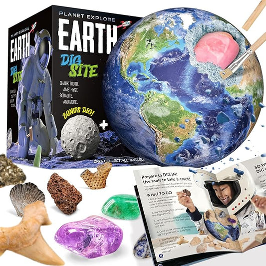 XXTOYS Solar System Gemstone Dig Kit - Dig Up 13 Gems, Rocks & Fossils - Space Toys Science Kits for Kids, Great Geology Gift for Boys & Girls 6-8 STEM Educational Toys
