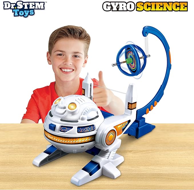 Dr. STEM Toys Gyro Science Kit | Unique Gyroscope Set Amazes Kids with 6 Awesome Science Stunts | Designed in USA for Boys & Girls 8 & Up | Boxed for Easy Gifting