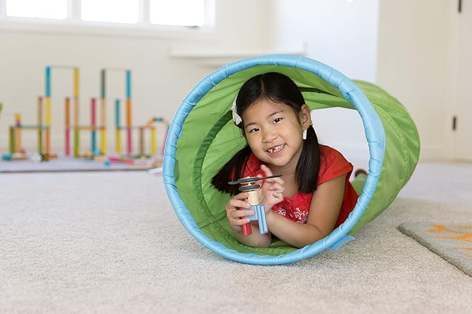 6 Piece Tegu Pocket Pouch Prism Magnetic Wooden Block Set, Blues