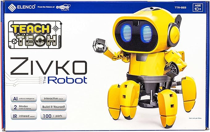Elenco Teach Tech “Zivko The Robot”, Interactive A/I Capable Robot with Infrared Sensor, STEM Learning Toys for Kids 10+, includes Assembly Parts