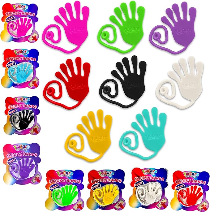 Jumbo Giant Sticky Hands, 13-in Total Length (4 Pack Assorted) Mega Large Fun Stretchy Silly String Toy for Kid Adult, Stress Anxiety ADHD Relief, Party Favors, Birthday Gift, Classroom Prizes