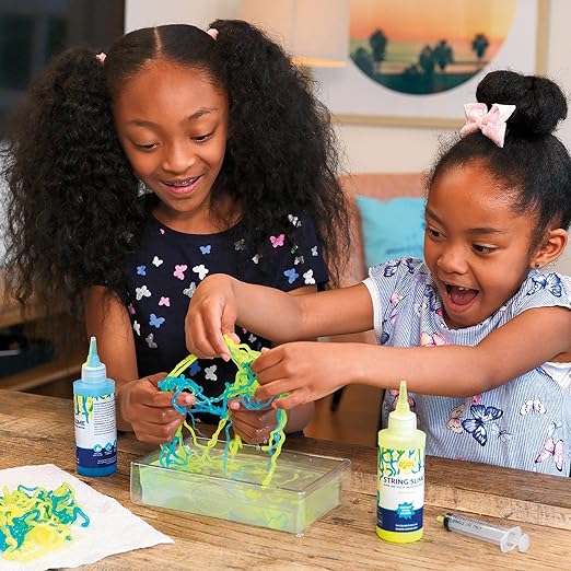 Steve Spangler Science String Slime Starter Kit, Includes Blue and Yellow (3.4 oz. Each) – DIY Slime Science Experiment Kit for Kids, Explore and Teach Science of Polymers, Exciting STEM Activity