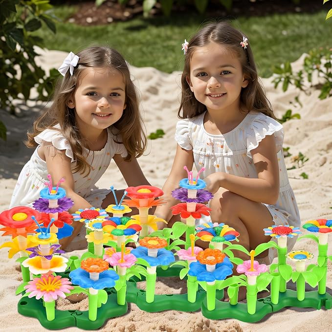 Pairez Toys Flowers Building Blocks Toys, Kids Gardening Set with Paint, Arts & Crafts Kits for Boys & Girls, Flower Pretend Gardening Birthday Gifts for Girls Age 6 7 8 9 10+