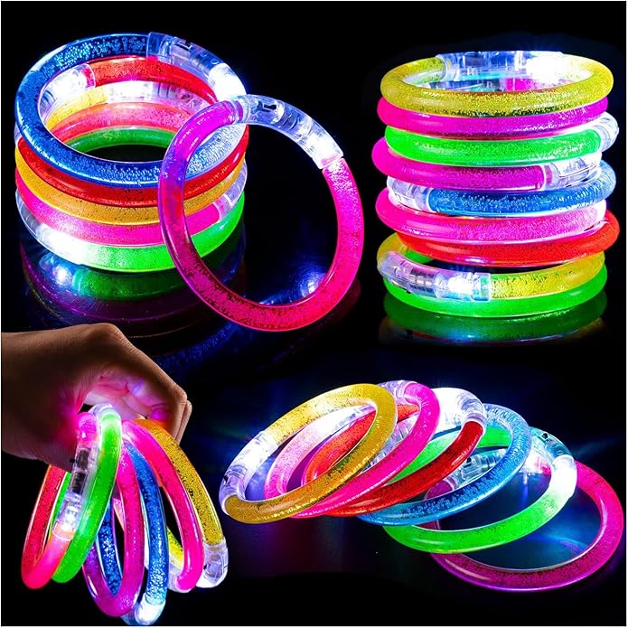 12 Pack LED Bracelets Glow Sticks, Halloween Party Favors, Glow in the Dark Party Supplies for Kids&Adults, Light Up Toys Carnival Birthday Concert Party Games Gifts Accessory