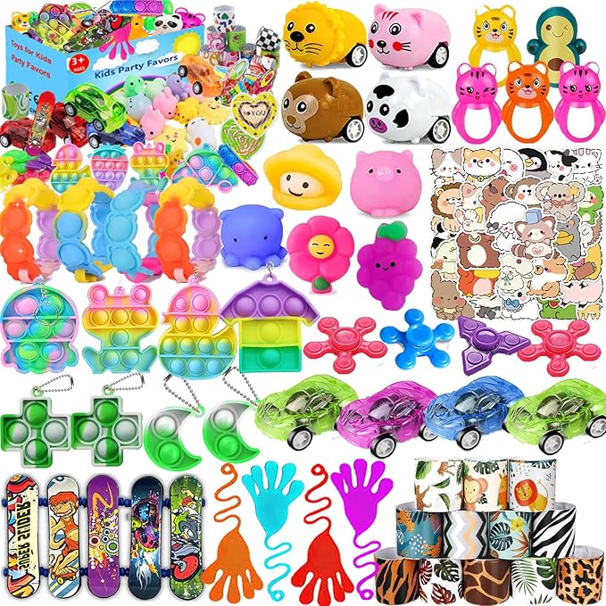 109 Pcs Party Favors for Kids 4-8 8-12, Pop Fidget Toys, Treasure Box Toys for Classroom, Pinata Filler, Goodie Bag Stuffers, Prize Box toys for Kids, Treasure Chest, Classroom Prizes