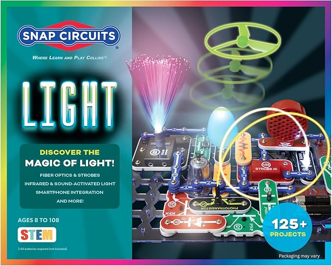 Snap Circuits LIGHT Electronics Exploration Kit | Over 175 Exciting STEM Projects | Full Color Project Manual | 55+ Snap Circuits Parts | STEM Educational Toys for Kids 8+,Multi