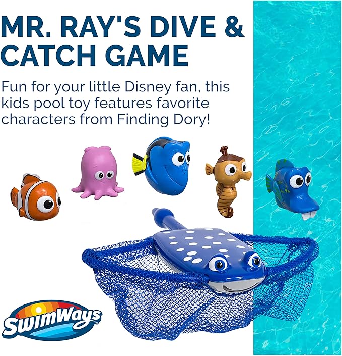 SwimWays Disney Finding Dory Mr. Ray's Dive and Catch Game, Bath Toys and Pool Party Supplies for Kids Ages 5 and Up