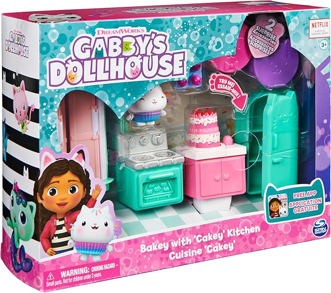 Gabby's Dollhouse, Bakey with Cakey Kitchen with Figure and 3 Accessories, 3 Furniture and 2 Deliveries, Kids Toys for Ages 3 and up