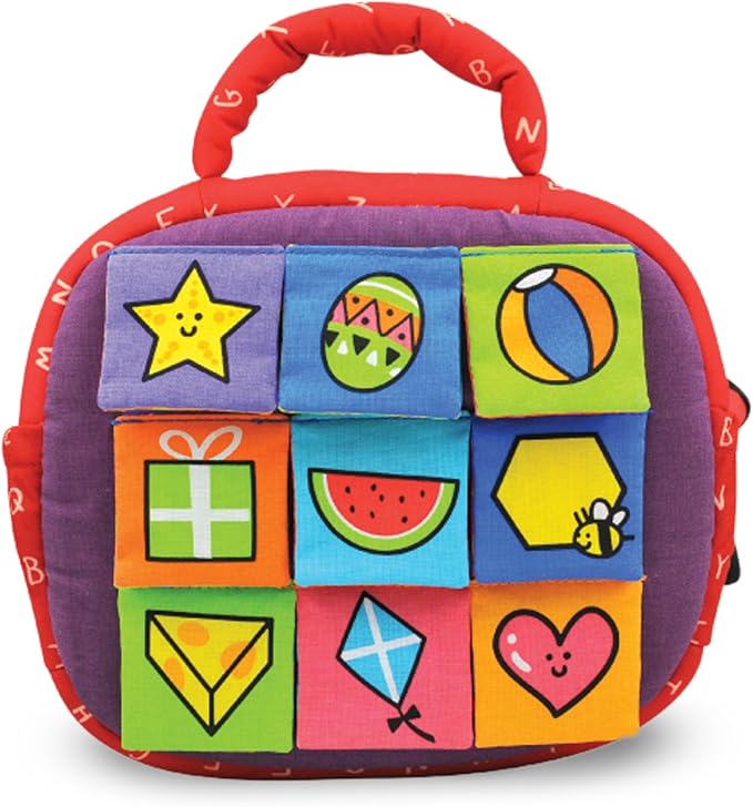 Melissa & Doug K's Kids Take-Along Shape Sorter Baby Toy With 2-Sided Activity Bag and 9 Textured Shape Blocks Sensory Toys, Travel Shape Sorter Toys For Toddlers And Infants