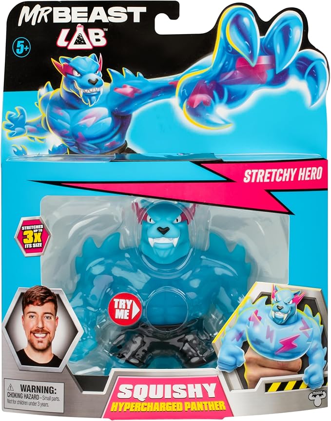 MrBeast Lab Stretchy Hypercharged Panther by Heroes of Goo JIT Zu Goo, Squeeze, Squish and Stretch MrBeast's Panther Up to 3 Times Its Size