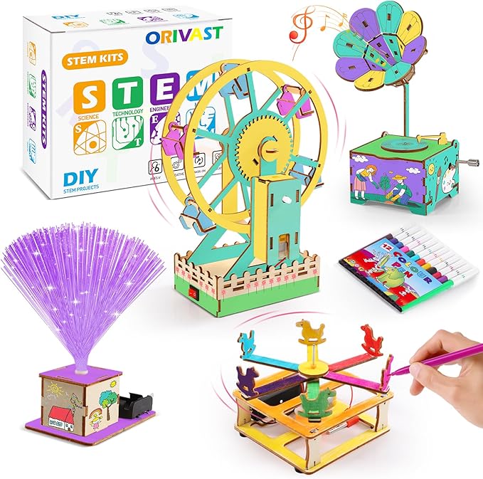 STEM Science Kits for Kids Ages 8-12, Wood Craft Building Kits for Boys Girls 7-10, DIY Science Experiment Projects for Engineering Model Kits, 3D Wooden Puzzle Toys for 9-11-14 Years Old