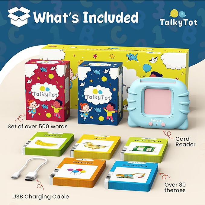 510 Words Talking Flash Cards for Toddlers 1-3, Pocket Speech for Toddlers, Card Early Education Device, Phonics Flash Cards, Word Learning Toys for Toddlers 1-3, Pocketspeech
