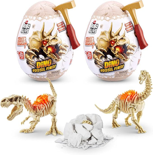 Robo Alive Mini Dino Fossil Find (2 Pack, T-Rex & Brontosaurus) by ZURU Boys 5+ Dig and Discover, STEM, Excavate Prehistoric Fossils, Educational Toys, Great Science Kit Gift for Girls and Boy