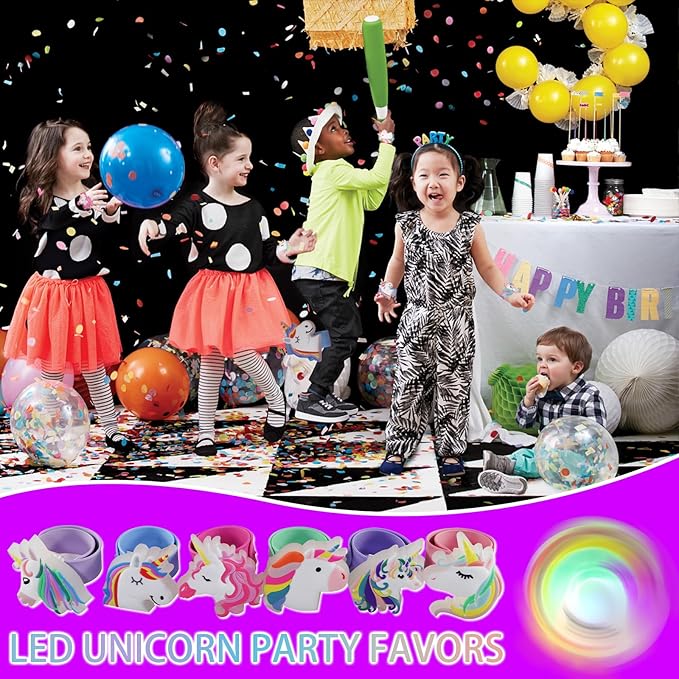 Unicorns Slap Bracelets, Unicorn Party Favors for Kids 6-8 8-12, Unicorn Light-up Bracelets Girls Party Supplies for Birthday Decorations, Christmas Stocking Stuffers for Girl