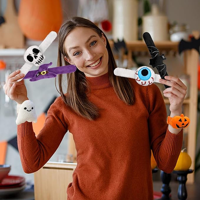 12 PCS Halloween Stuffed Animal Slap Bracelets Plush Animal Slap Bracelets Cute Wrist Slap Band Toy Wrist Animals Wrist Pets Slap Bracelet Wrist Toy for Halloween Birthday Gifts Party Favors 6 Styles