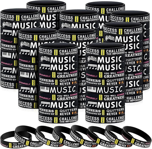Deekin 150 Pcs Piano Notes Silicone Bracelets Music Inspirational Bracelets Piano Notes Theme Party Supplies Music Party Favors Music Gifts Piano Recital Gifts for Music Lover Musicians, 3 Styles