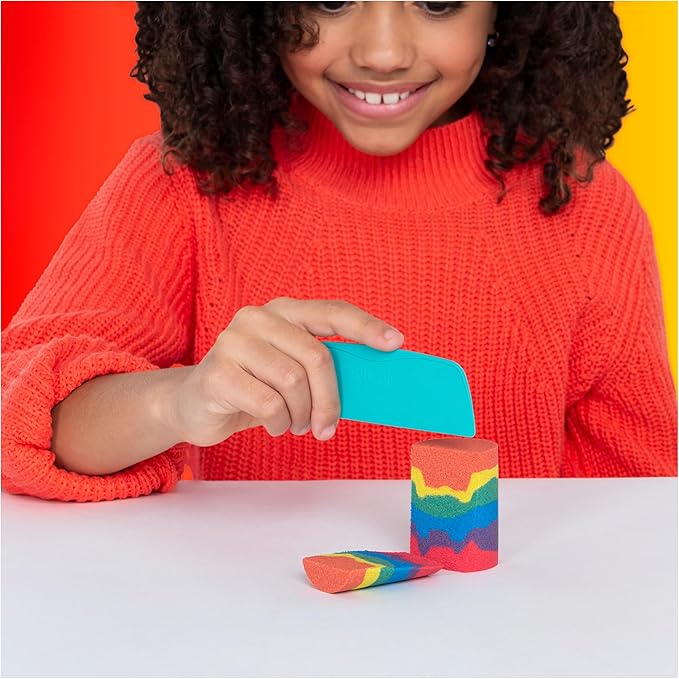 Kinetic Sand, Rainbow Mix Set with 3 Colors of Kinetic Sand (13.5oz) and 6 Tools, Play Sand Sensory Toys for Kids Ages 3 and up