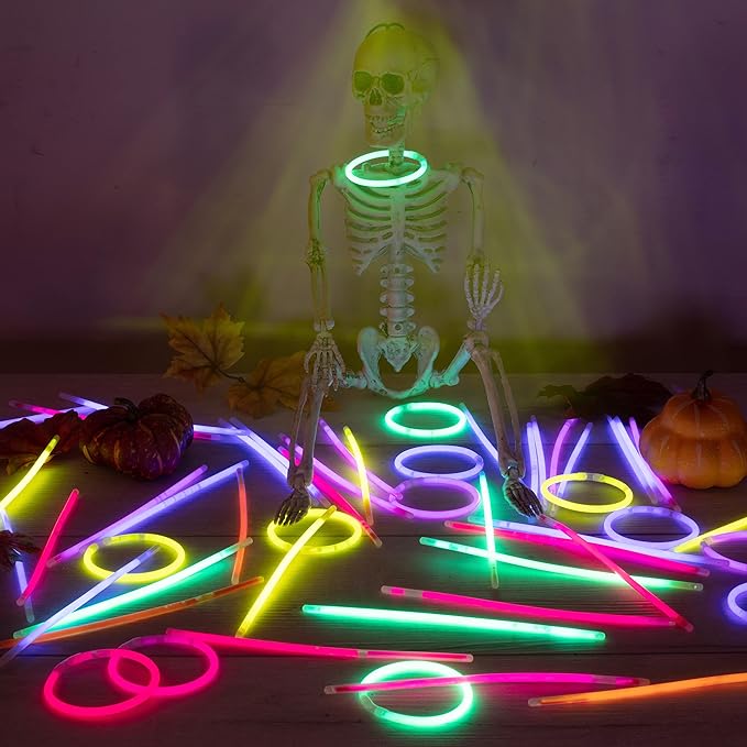 8" Glow in the Dark Bracelets (100 pk) in 8 Unique Colors - Ultra Bright Glow Sticks Party Pack, Neon Headbands, Perfect For Rave Dance Parties - Bulk Glowsticks for Party Favors & Decorations