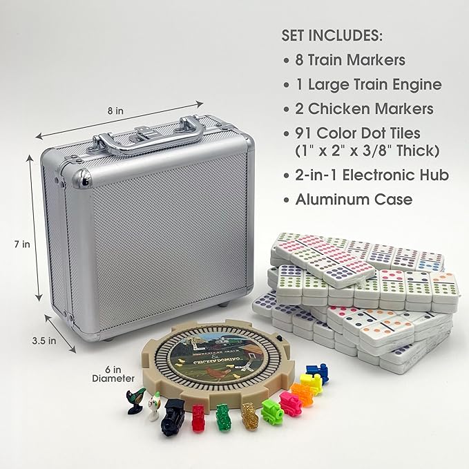 Mexican Train & Chicken Domino Set, Professional Set of 91, Double of 12