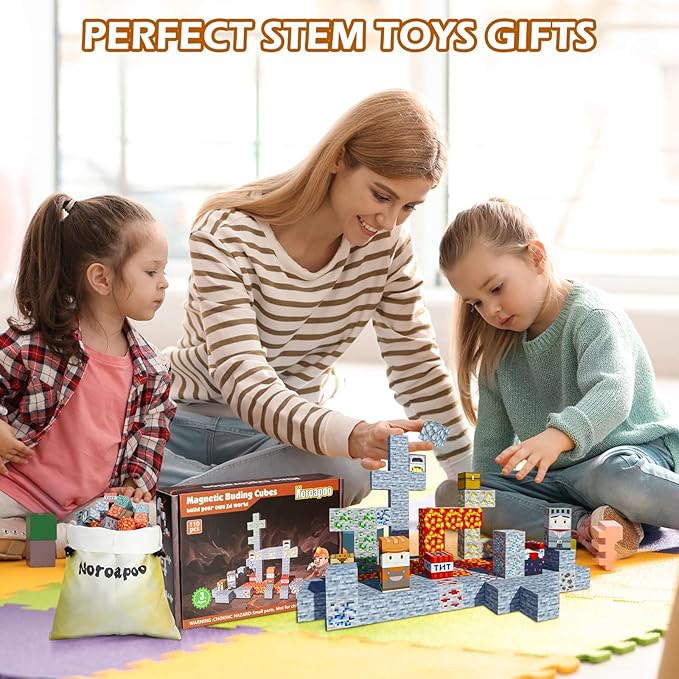 110Pcs Magnetic Blocks Craft World Set, Magnetic Blocks Le Building go Toys for Kids,STEM Sensory Toys for Toddlers Kids Christmas Birthday Gifts for 3+ Years Old Girls Boys