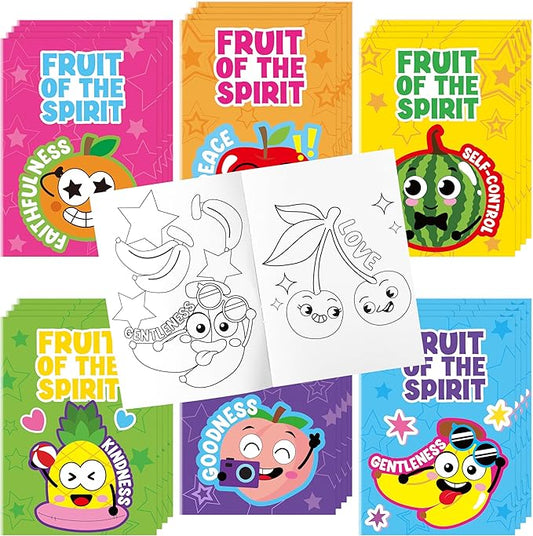 24Pcs Fruit of the Spirit Coloring Books - Religious Bible DIY Color-in Pages Booklet Bulk Drawing Holiday Christian Activity Supplies for Sunday School Classroom Reward Artwork Gift for Kids