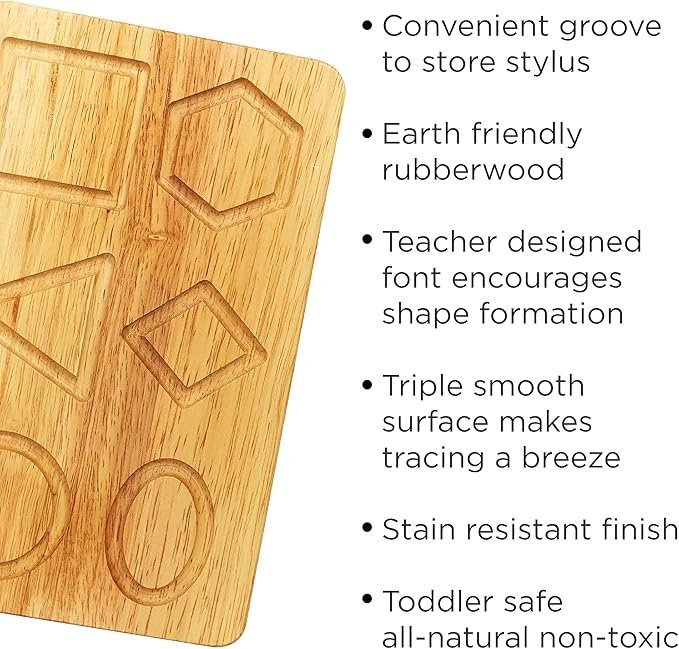 Montessori & Me Wood Number Tracing Board - Montessori Wooden Numbers and Shapes Complements Wooden Letter Tracing Board - Large Wooden Print Numbers for Toddler to Preschool