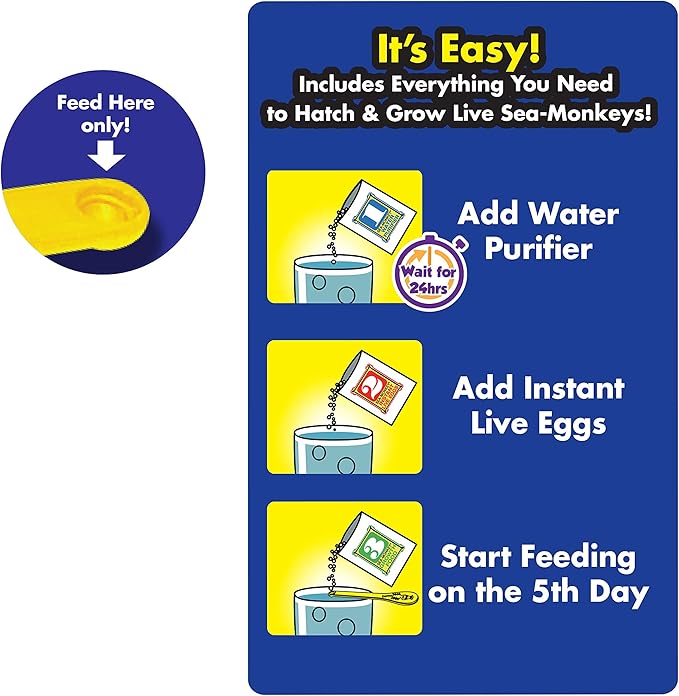 BANDAI The Original Sea Monkeys - Sea Monkeys On Mars - Grow Your Own Pets Science Kit- Includes Eggs, Food, and Water Purifier