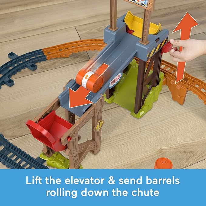 Thomas & Friends Motorized Toy Train Set Diesel’s Lift & Load Construction with Track & Cargo for Preschool Kids Ages 3+ Years