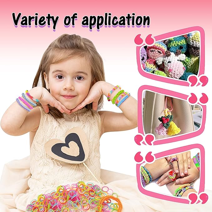 FUNZBO Rubber Band Bracelet Kit - 18000+ 32 Colors Loom Bands Rubberband for Jewelry Making Kits, DIY Arts and Crafts Kit Toy for Toddlers Girls Valentines Day Birthday Gift