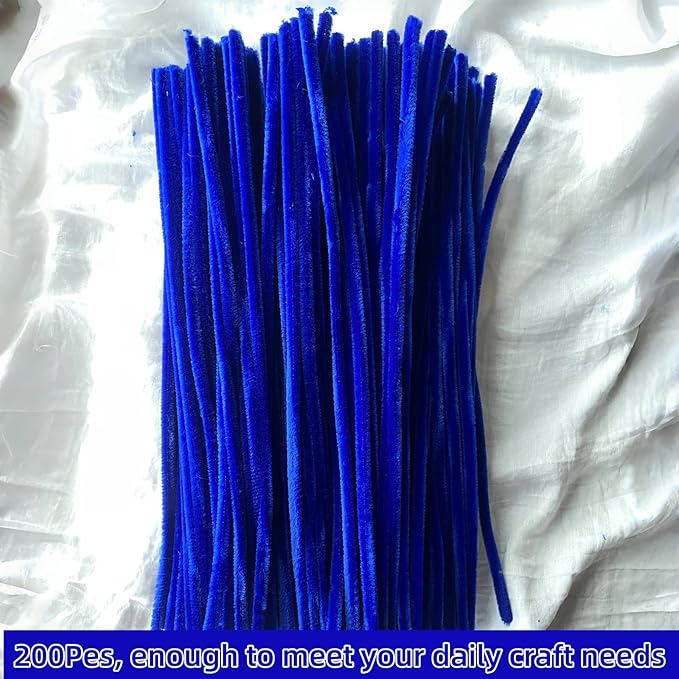 Qirimoi Blue Pipe Cleaners Craft Pipe Cleaners Bulk Pipecleaners Crafts Supplies,200Pcs Blue