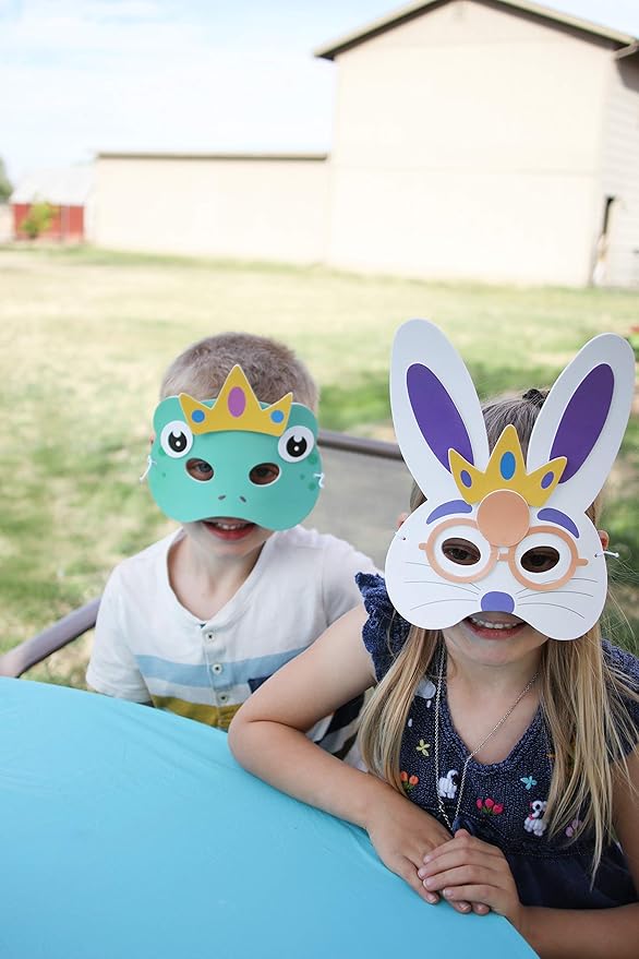 JOYIN 10 Pcs DIY Easter Bunny Mask Craft Kit Easter Crafts and Activities for Pretend Play, Decorate and Wear, Dress-Up Party Accessory, Animal Mask Assortment Easter Eggs Hunt and Theme Party