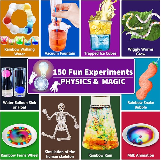 UNGLINGA 150 Experiments Science Kits for Kids Boys Girls, Scientific Toys Gifts Ideas Birthday Christmas, S.T.E.M Project Chemistry Break Geodes, Volcano, Physics Educational Activities