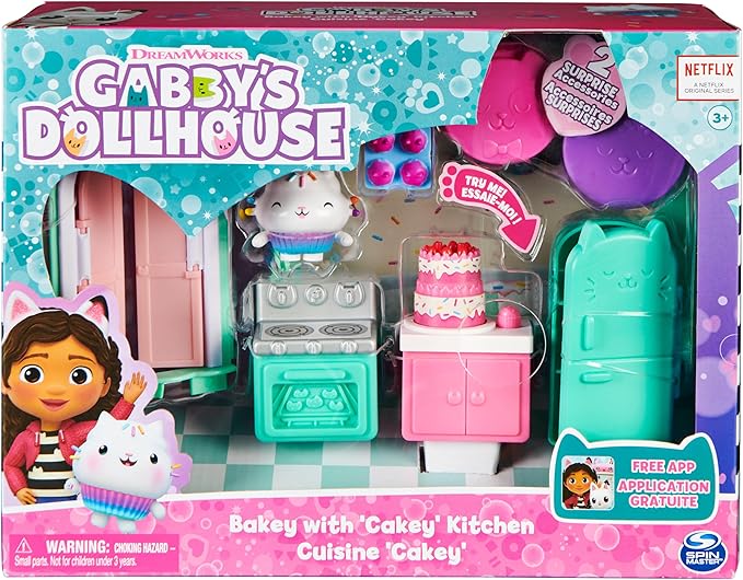 Gabby's Dollhouse, Bakey with Cakey Kitchen with Figure and 3 Accessories, 3 Furniture and 2 Deliveries, Kids Toys for Ages 3 and up