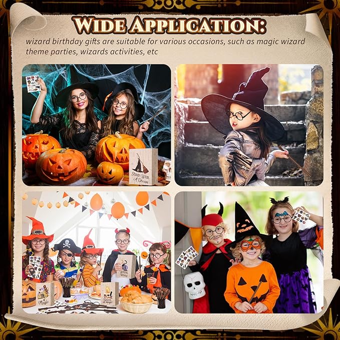Yexiya 216 Pcs Wizard Party Supplies Magic Theme Birthday Favors with Wizard Wands Pencils Mini Notebook Glasses Bracelet Stickers Gift Bags Favor for Goodie Bag Stuffers Classroom Prizes Supplies