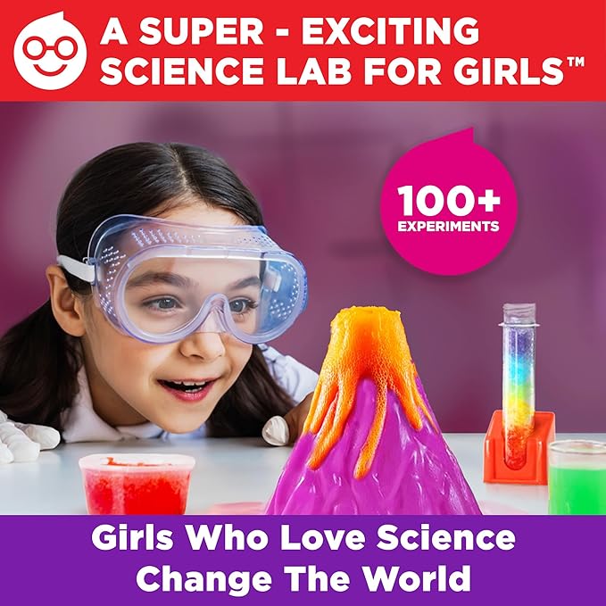 Doctor Jupiter Girls' Super Science Kit for Girls Ages 8-9-10-11-12-13-14 | Birthday Gift Ideas for Girls 8+ Years Old | STEM Toy with 100+ Experiments & Geyser Tube | Learning & Educational Kits