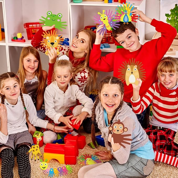 Sumind 16 Sets Arts and Crafts Kits for Kids Ages 3-5 Toddlers Craft Kit for Preschoolers Kindergarten Elementary Animal Handprint Educational Learning Easy Fun School Birthday Gift for School Opening