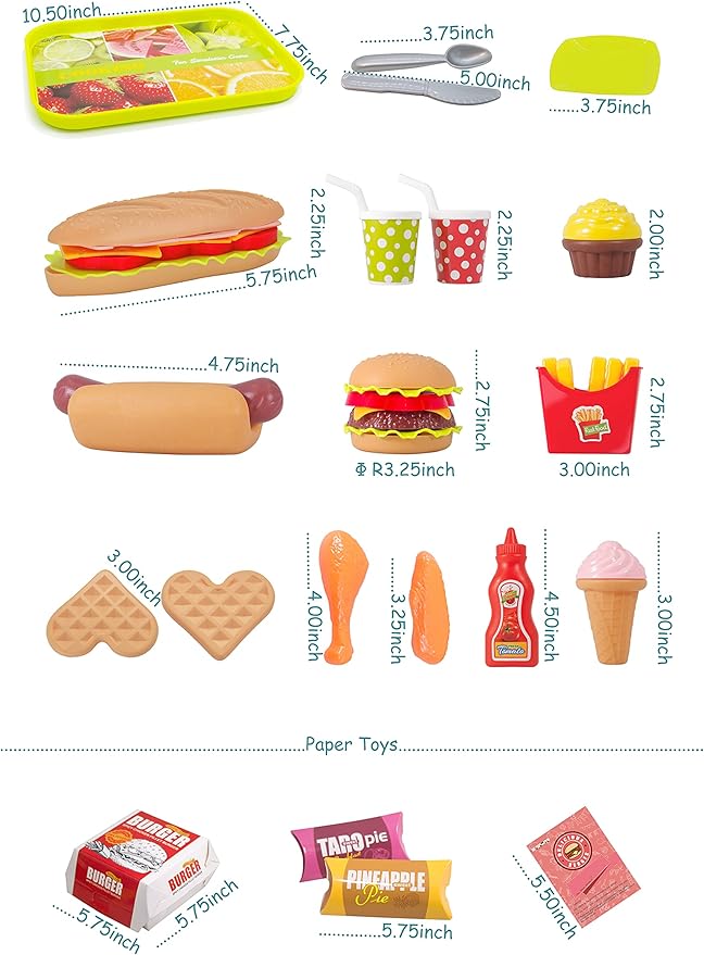 U DREAM Pretend Play Food Sets, Building Toy Burger Playset, Play Kitchen Accessories, Realistic Sandwiches.