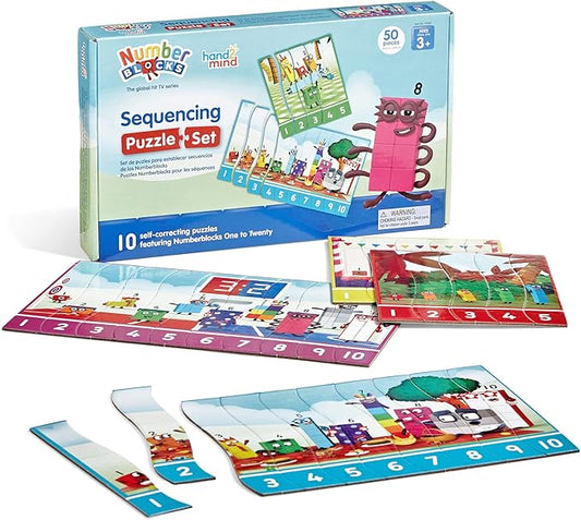 hand2mind Numberblocks Sequencing Puzzle Set, Sequence Cards, Matching Game, Math Toys, Toddler Educational Toys, Preschool Learning Activities, Kids Birthday Gifts, Easter Basket Stuffers for Kids