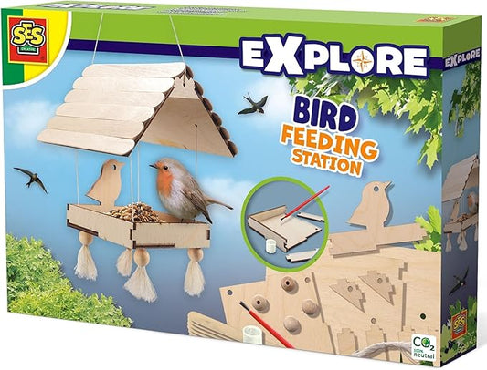SES Creative: Bird Feeding Station - DIY Wooden Build & Decorate Kit, Hanging Bird Feeder, Easy Construction, Arts & Craft Activity Set, Kids Ages 5+